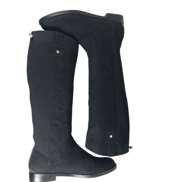 NWOT-1 SHOW! KENNETH COLE! BLACK VEGAN LEATHER & NEOPRENE ELASTIC BOOTS! SZ 7.5M - Picture 6 of 11